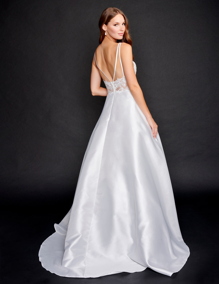 Nina Canacci 3213 Double Straps Sheer Lace Top Wedding Dress