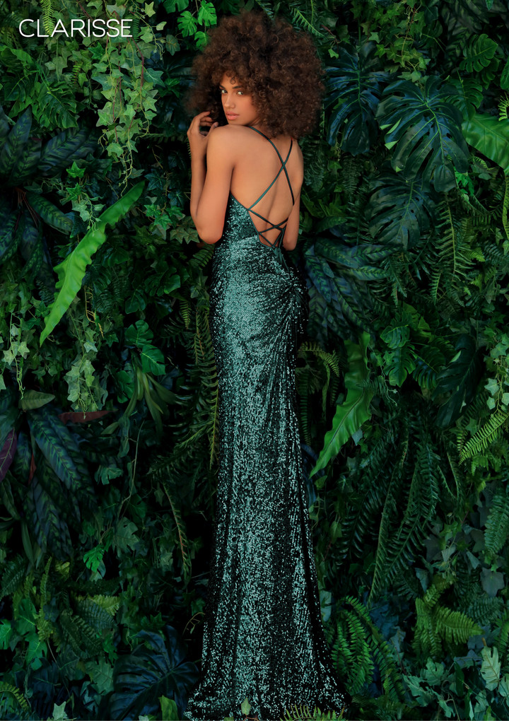 Clarisse 8005 Spaghetti Straps Deep V Neckline Long Dress