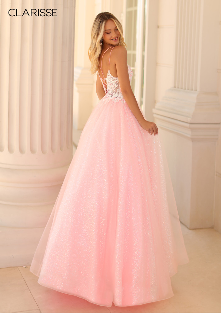 Clarisse 810602 Sleeveless Round Neck Fitted Long Prom Gown