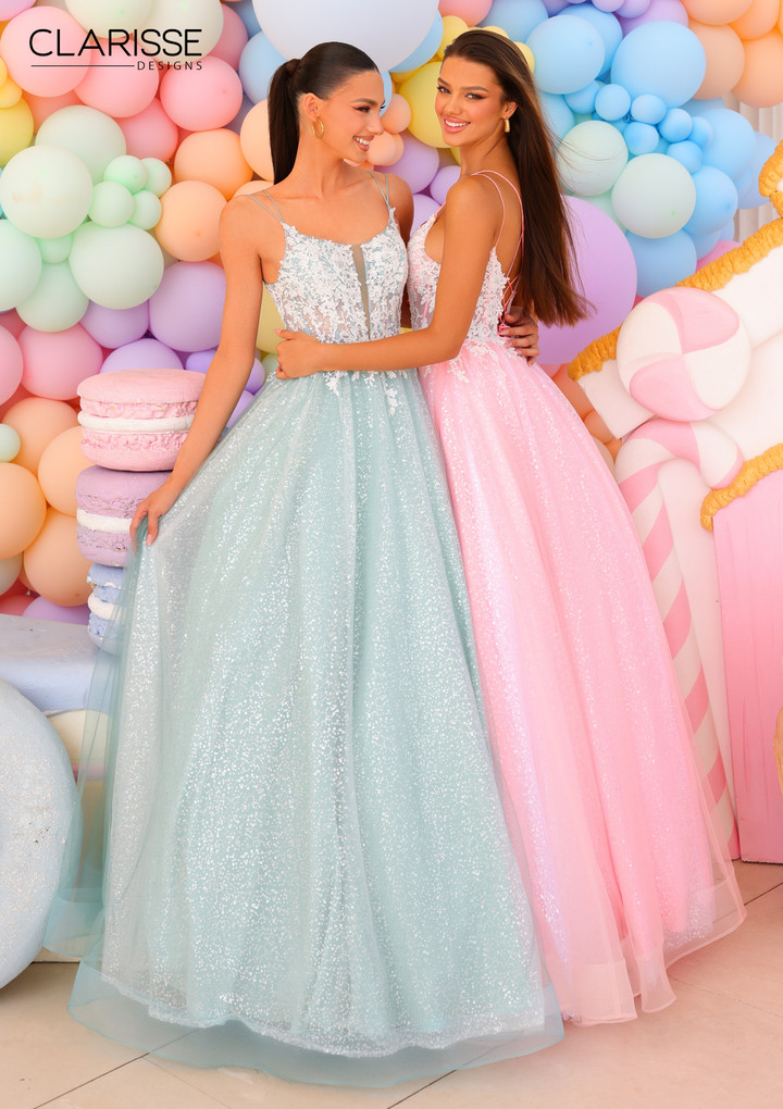 Clarisse 810602 Sleeveless Round Neck Fitted Long Prom Gown