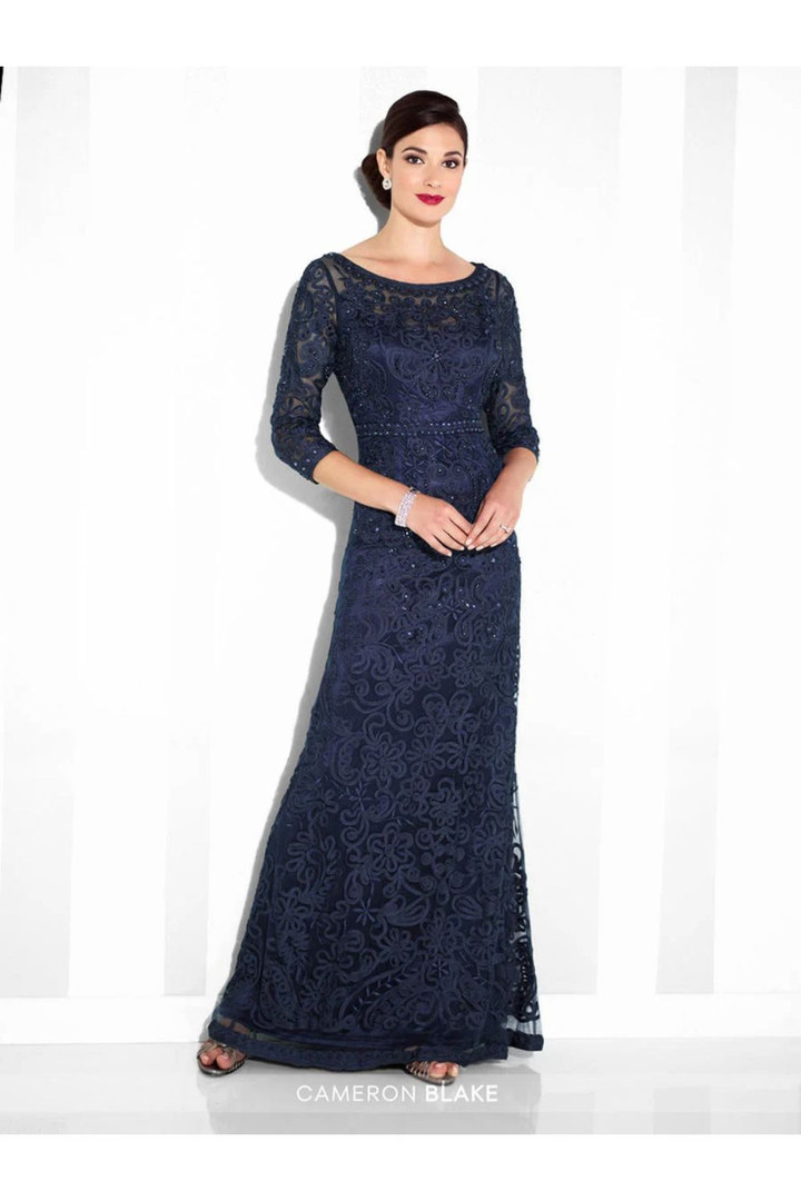 Cameron Blake by Mon Cheri 115604SL Tulle Sleeve Long Dress