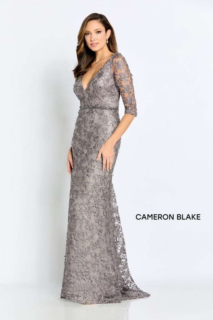 Cameron Blake by Mon Cheri CB113 Allover Lace V-Neck Dress