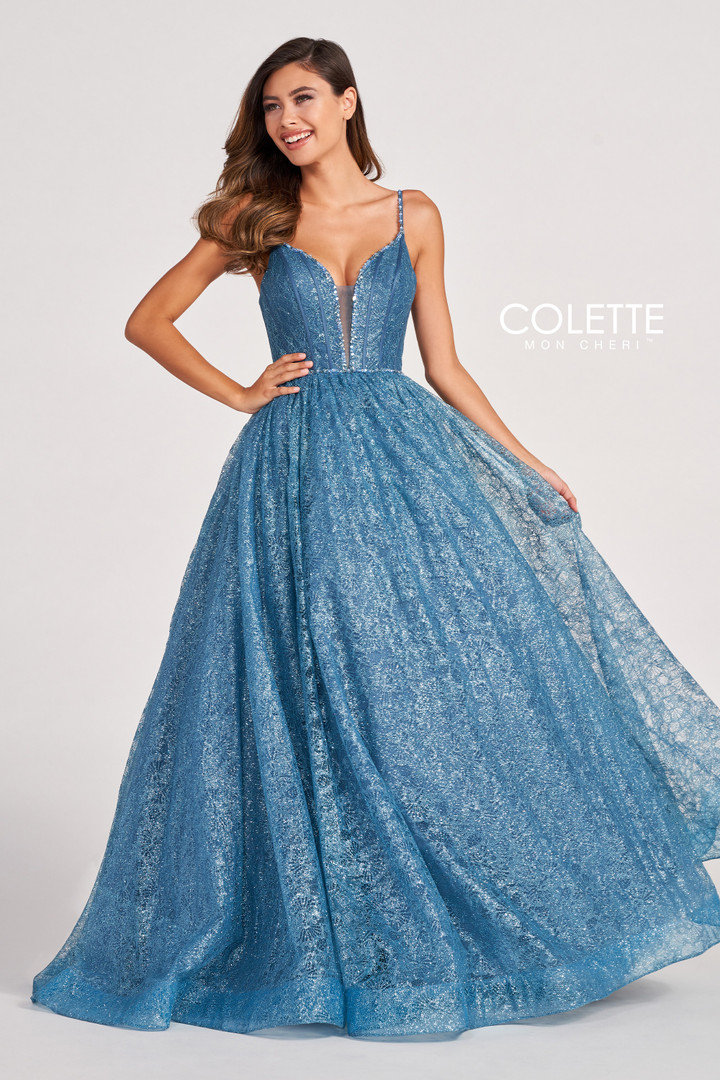 Colette by Daphne CL2018 Novelty Glitter Lace Prom Dress