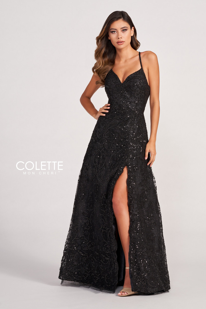 Colette by Daphne CL2028 Novelty Lace Long Prom Dress