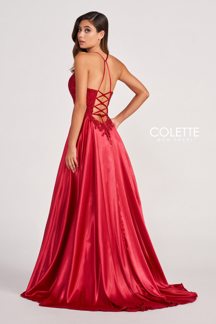 Colette by Daphne CL2033 Novelty Satin Lace Prom Dress