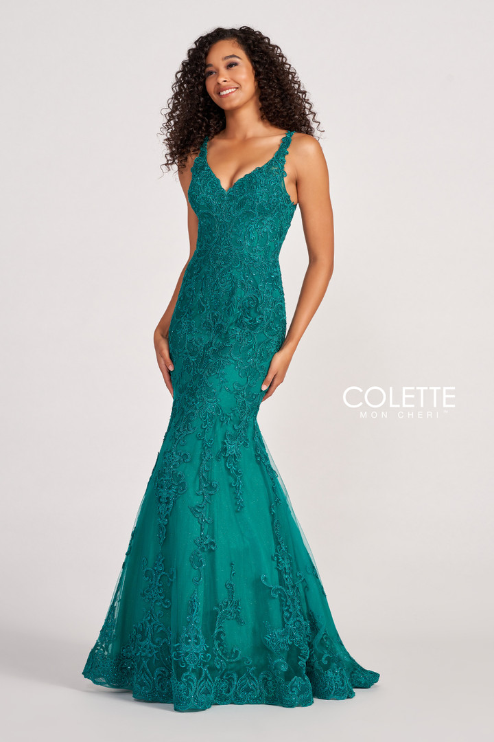 Colette by Daphne CL2036 Sleeveless Lace Long Prom Dress