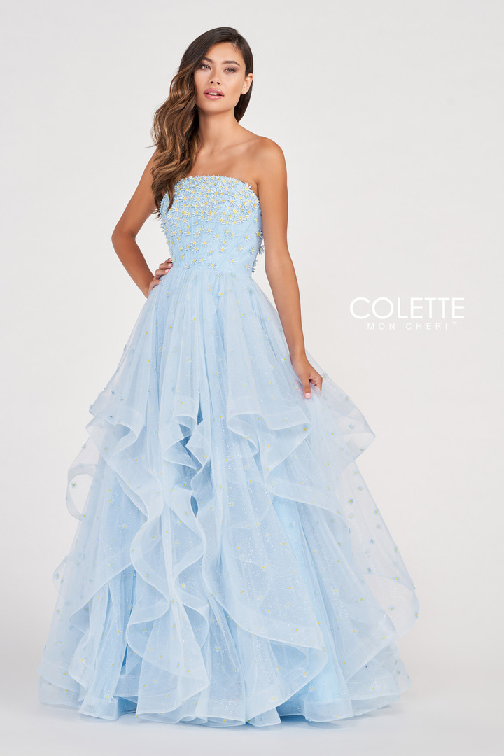 Colette by Daphne CL2055 Glitter Tulle Long Prom Dress