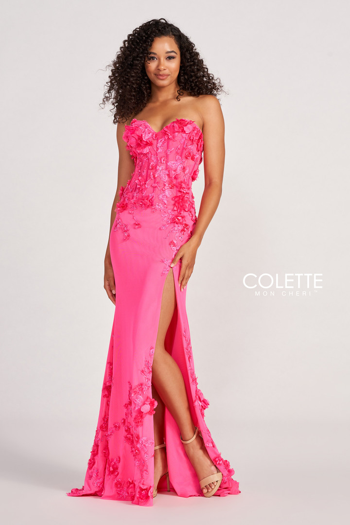 Colette by Daphne CL2059 Stretch Mesh Long Prom Dress