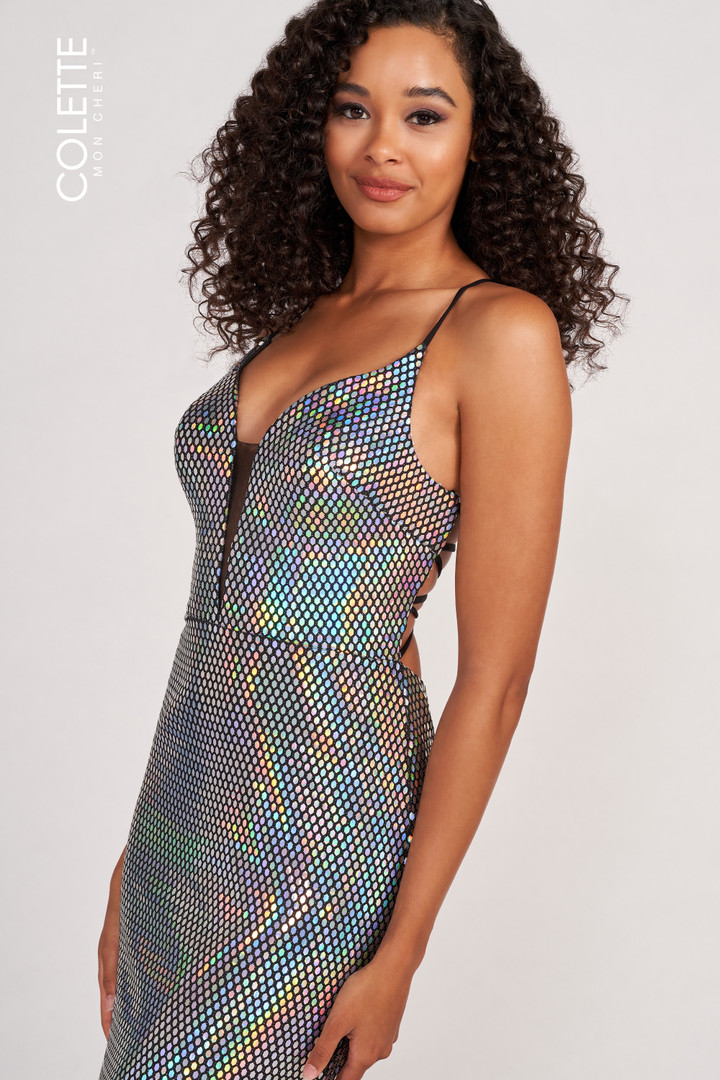 Colette by Daphne CL2071 Stretch Novelty Long Prom Dress