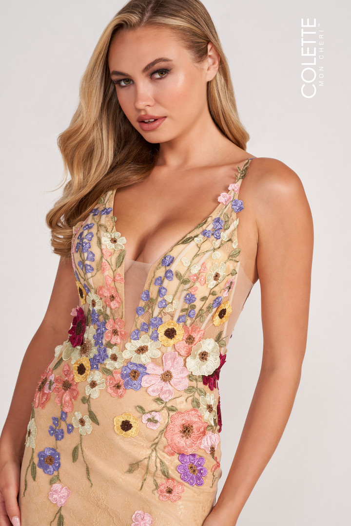 Colette by Daphne CL2085 Tulle Flower Appliques Dress