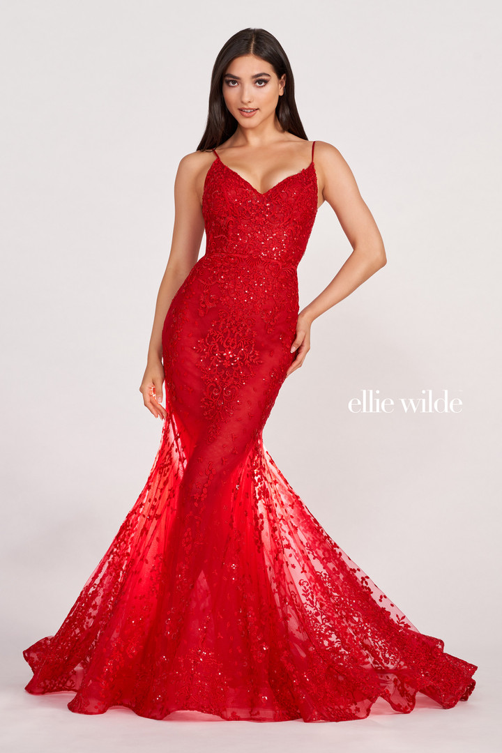 Ellie Wilde by Mon Cheri EW34030 Embroidered Lace Long Dress