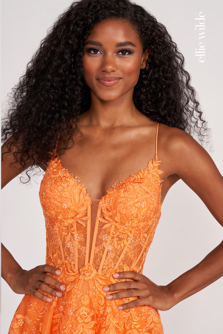 Ellie Wilde by Mon Cheri EW34036 Embroidered Lace Long Dress