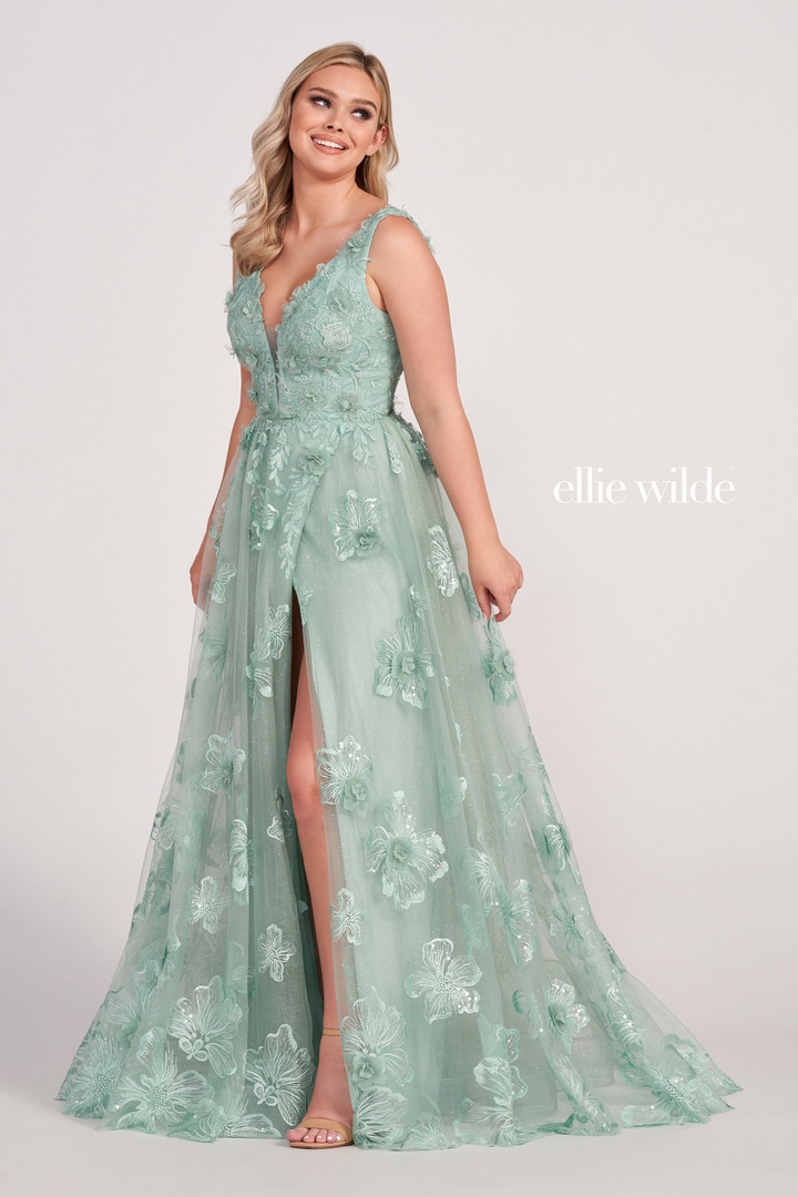 Ellie Wilde by Mon Cheri EW34121 Embroidered Lace Long Dress