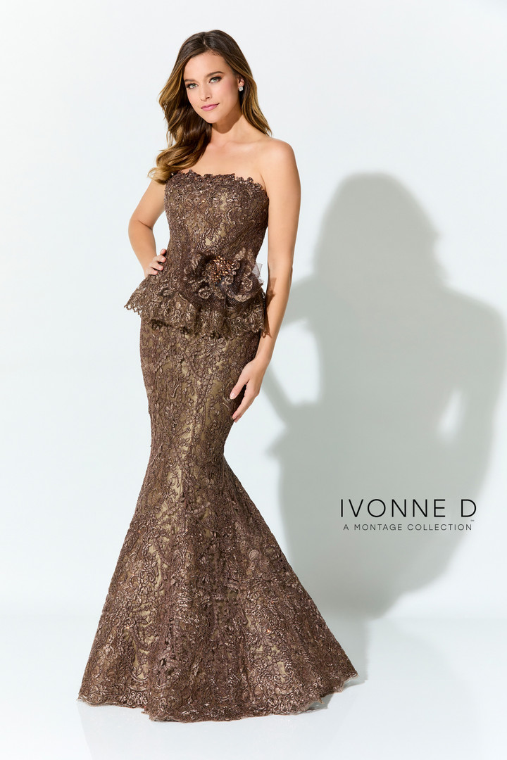 Ivonne D by Mon Cheri ID921 Allover Lace Taffeta Long Dress
