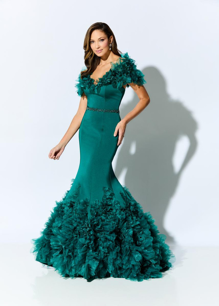 Ivonne D by Mon Cheri ID909 Crepe 3D Organza Layered Dress