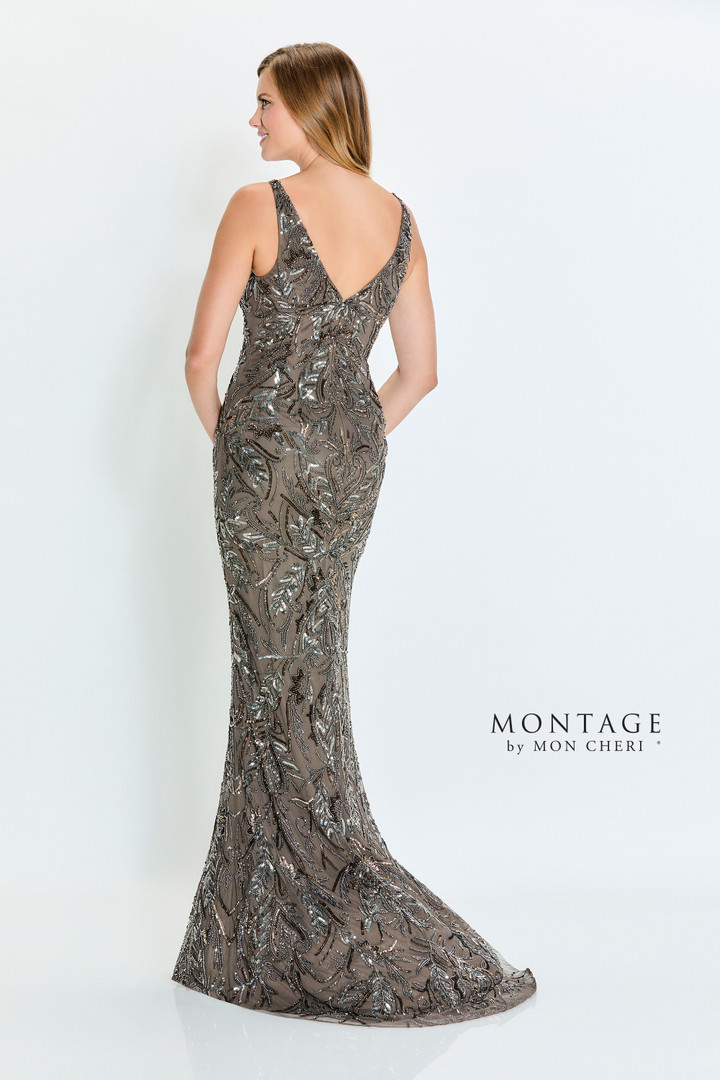 Montage by Mon Cheri M531 Stretch Mesh Beading Sequins Dress