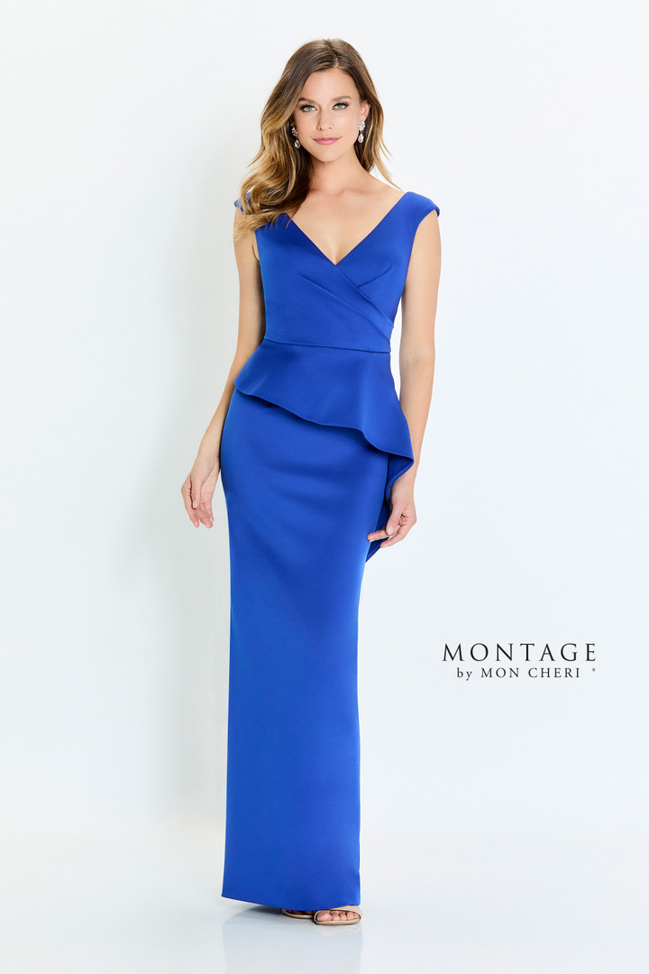 Montage by Mon Cheri M537 Stretch Crepe V-Neck Long Dress
