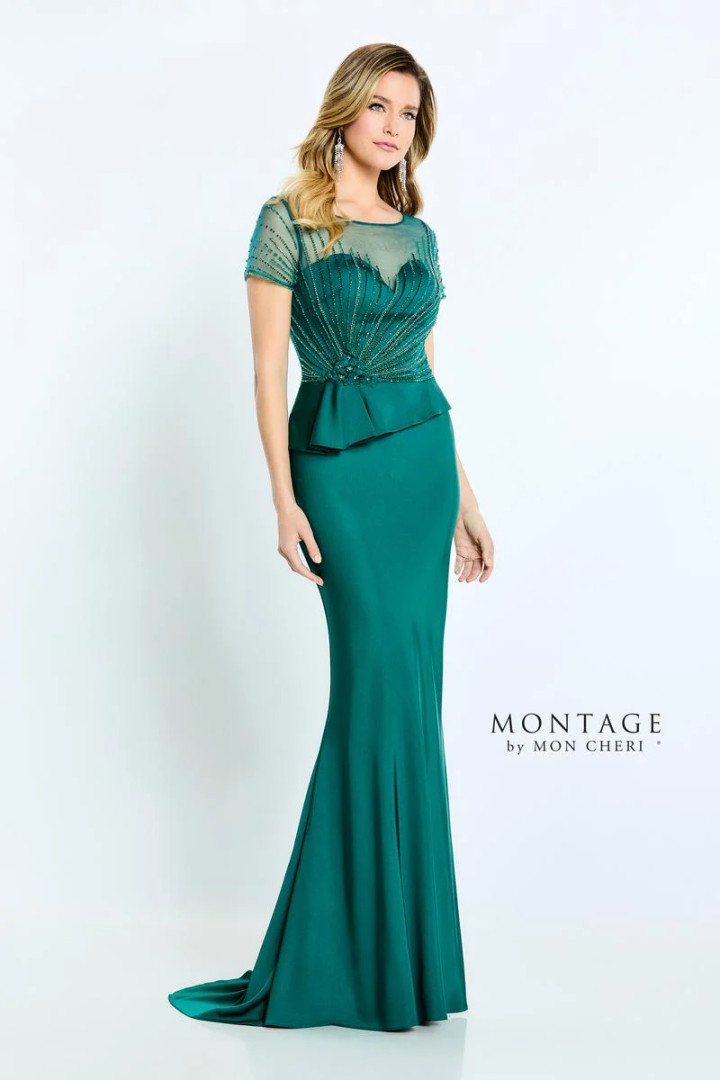 Montage by Mon Cheri M500 Tulle Crepe Short Sleeves Dress