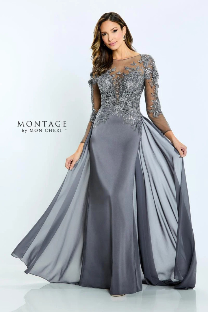 Montage by Mon Cheri M509 Tulle Crepe Long Sleeves Dress