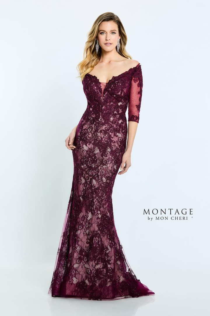 Montage by Mon Cheri M510 Allover Lace Crystals Long Dress