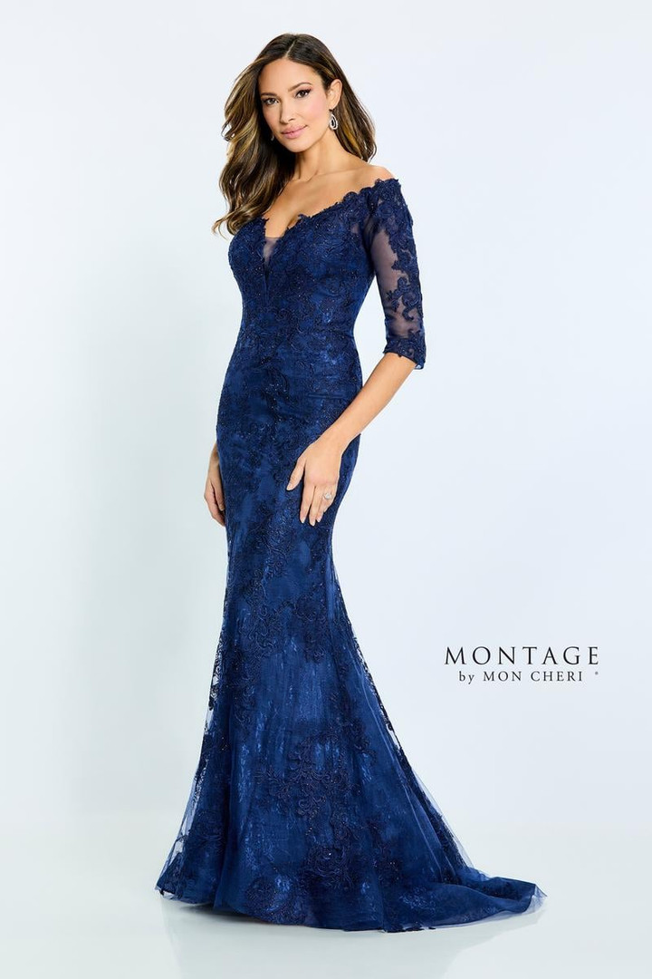 Montage by Mon Cheri M510 Allover Lace Crystals Long Dress