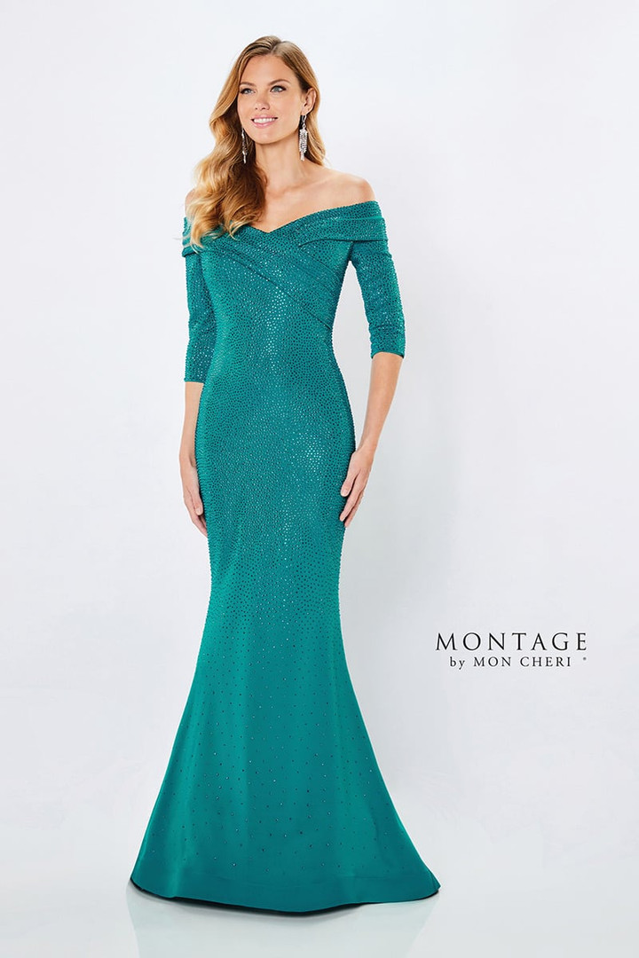 Montage by Mon Cheri 221970S Heavy Jersey Stone Accent Dress
