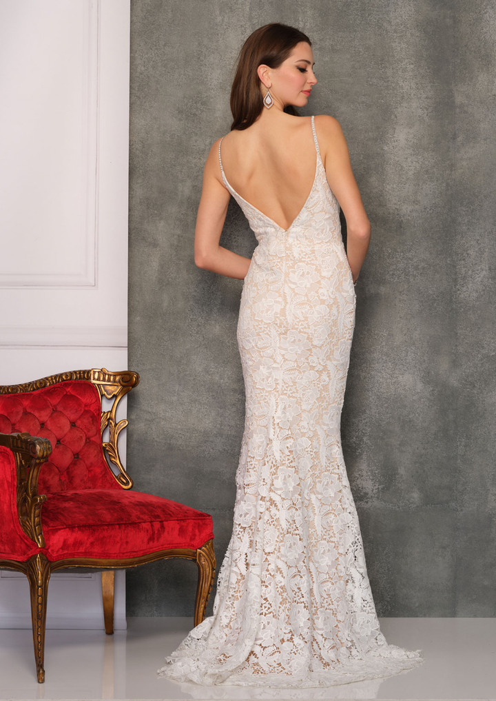 Dave and Johnny 10729 V-Neck Sleeveless Long Bridal Gown