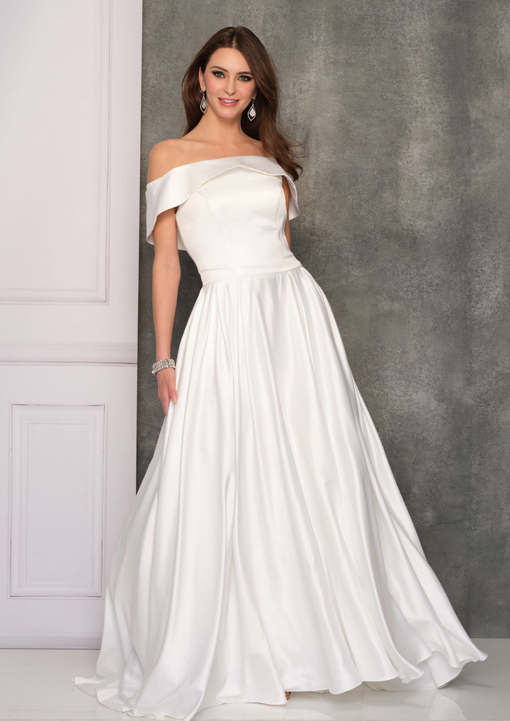 Dave and Johnny 10854 Off Shoulder Neck A-line Bridal Gown