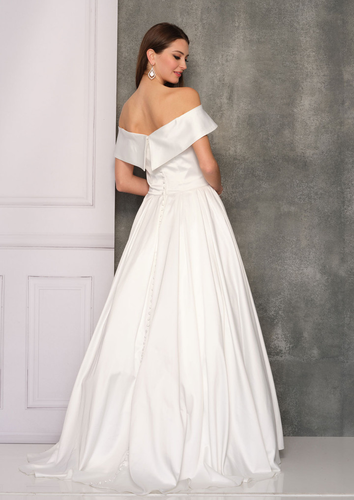 Dave and Johnny 10854 Off Shoulder Neck A-line Bridal Gown