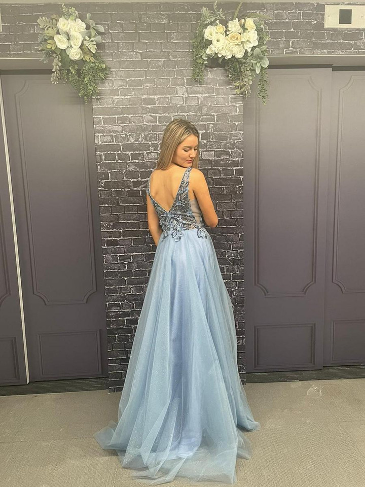 Dave and Johnny 11155 Sleeveless V-neck Sheer Sides Dress