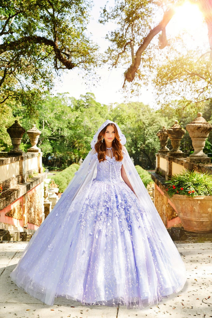 Princesa by Ariana Vara PR22036CLOAK Glitter Tulle Ball Gown