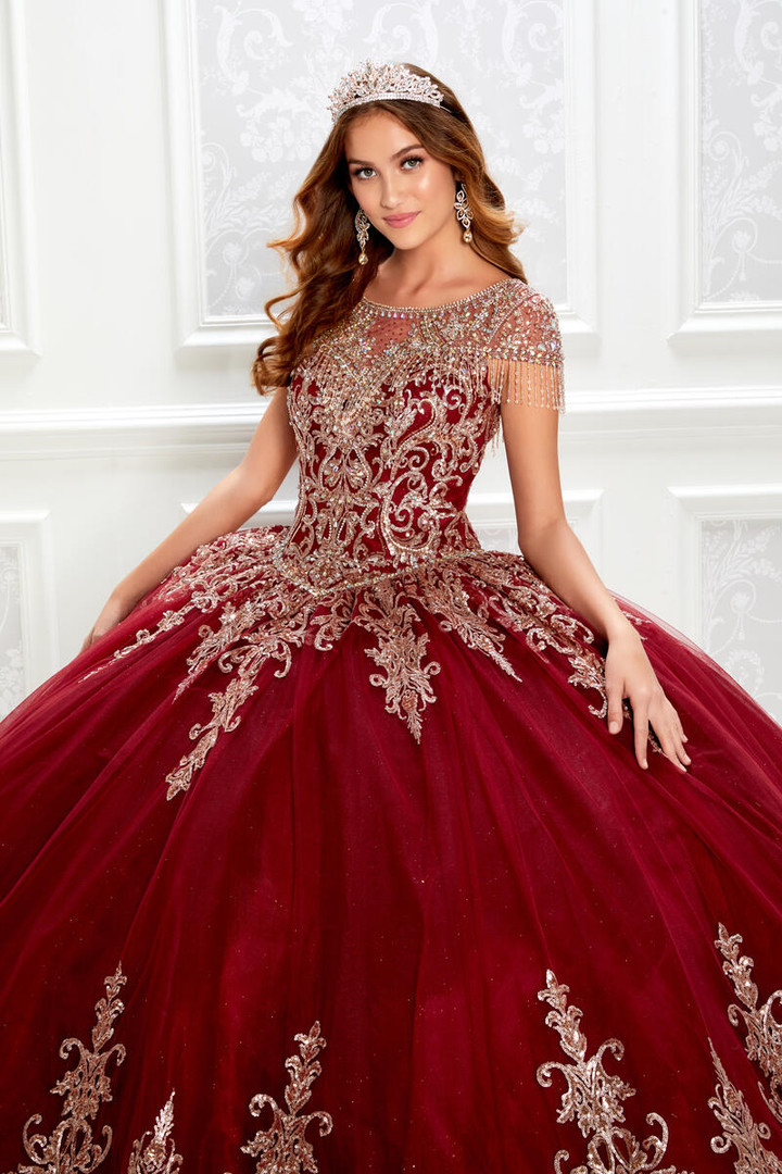 Princesa by Ariana Vara PR22026 Glitter Tulle Long Ball Gown