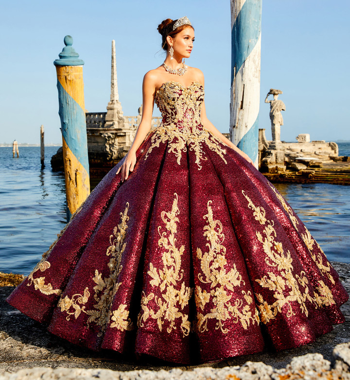 Princesa by Ariana Vara PR22030 Novelty Sequin Long Gown