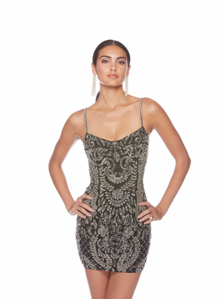 Alyce Paris 84010 Hand Beaded Sweetheart Neck Short Dress