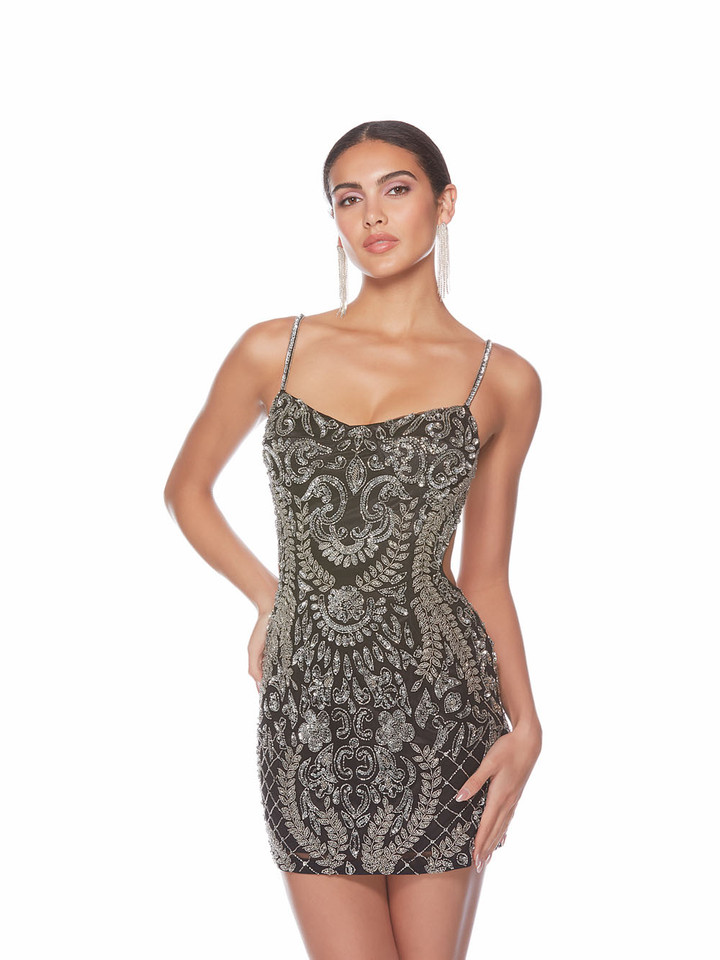 Alyce Paris 84010 Hand Beaded Sweetheart Neck Short Dress