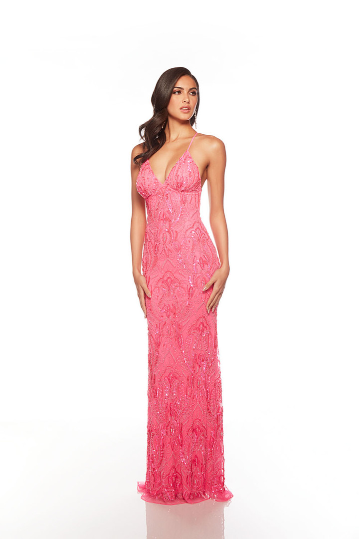 Alyce Paris 88006 Hand Beaded Deep V-Neck Sleeveless Dress