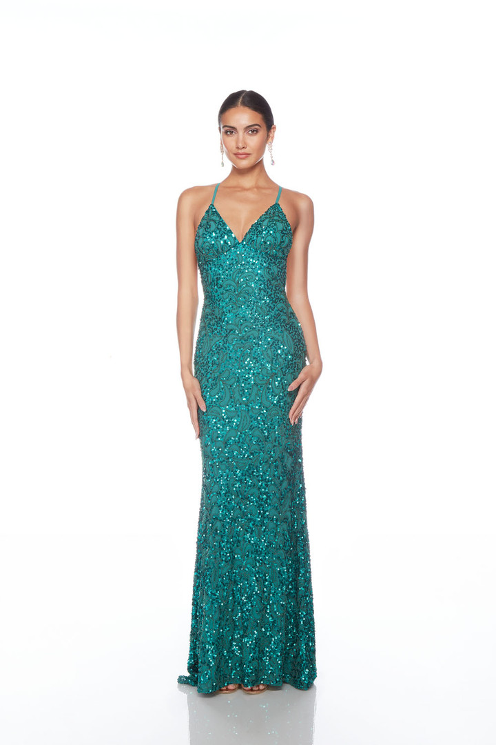 Alyce Paris 88009 Hand Beaded Deep V-Neck Sleeveless Dress