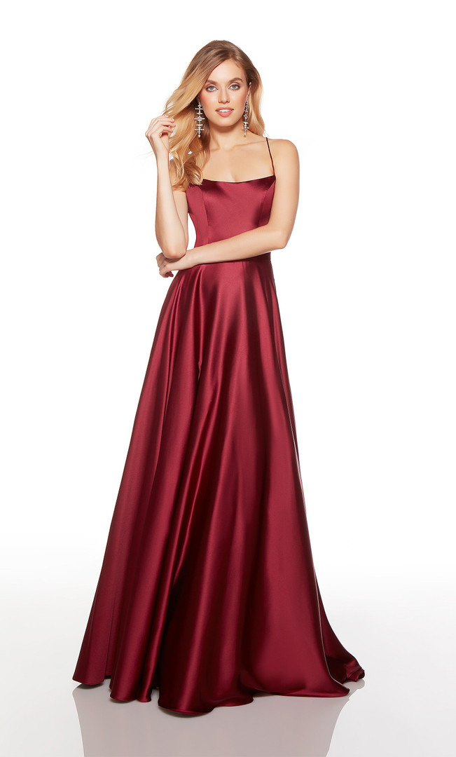 Alyce Paris 1761 Luminous Satin Scoop Neck Long Formal Dress