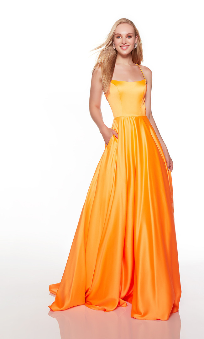 Alyce Paris 1761 Luminous Satin Scoop Neck Long Formal Dress