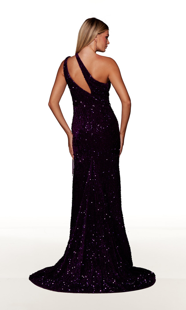 Alyce Paris 61334 Plush Sequins One Shoulder Long Prom Dress