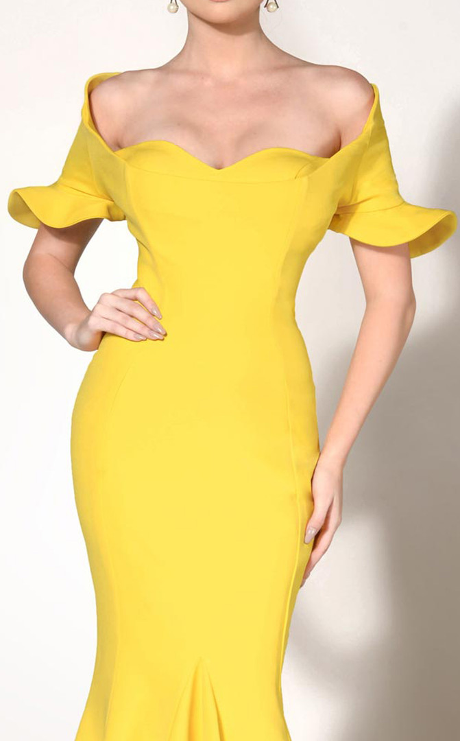 MNM Couture 2144A Sweetheart Neck Short Sleeves Long Dress