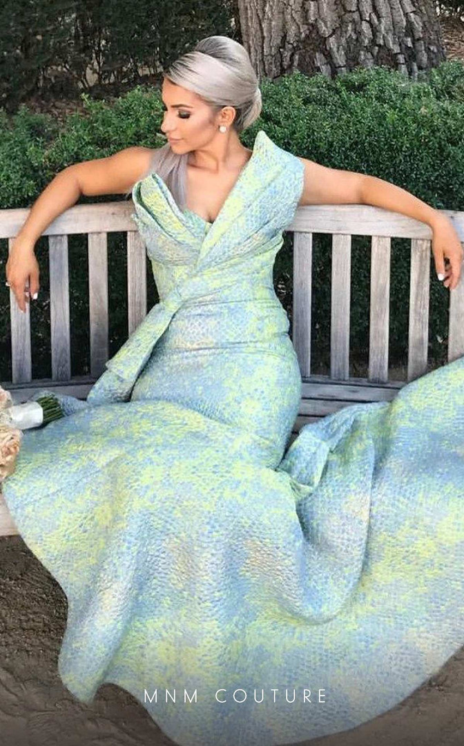 MNM Couture 2425 Asymmetric Sweetheart Neck Mermaid Dress