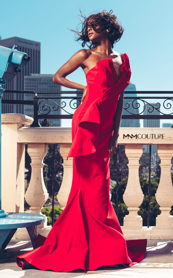 MNM Couture 2425 Asymmetric Sweetheart Neck Mermaid Dress