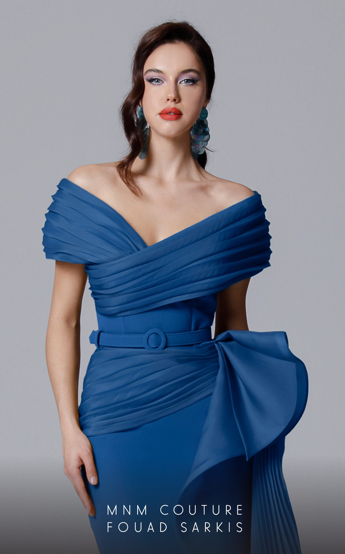 MNM Couture 2692 Chiffon Crepe Mermaid Long Fitted Dress