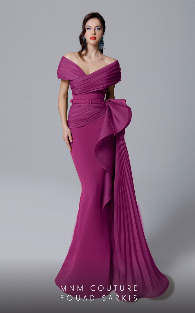 MNM Couture 2692 Chiffon Crepe Mermaid Long Fitted Dress