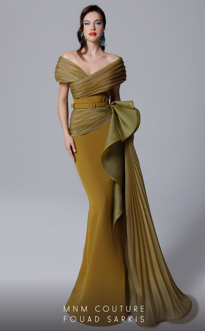 MNM Couture 2692 Chiffon Crepe Mermaid Long Fitted Dress