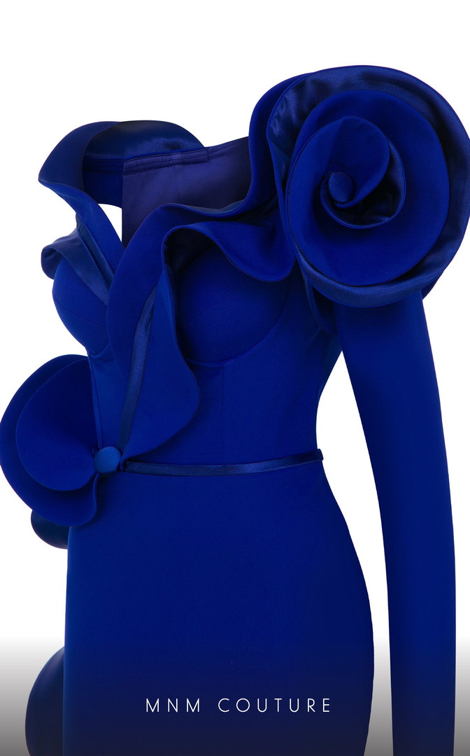 MNM Couture 2714 Satin Sweetheart Neck Ruffles Fitted Dress