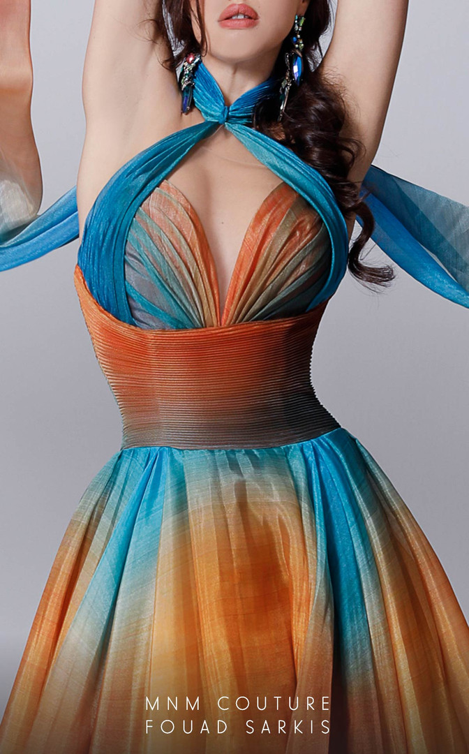 MNM Couture 2721A Chiffon Halter Neck Sleeveless Long Dress