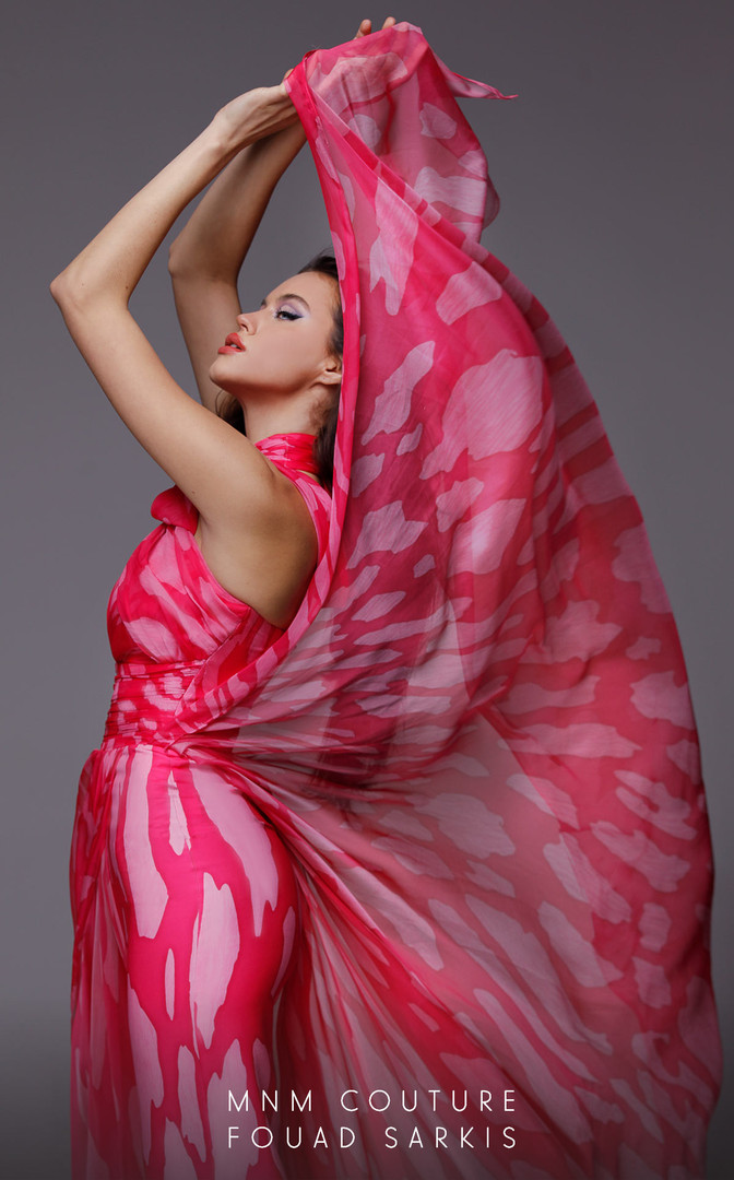 MNM Couture 2734 Chiffon Off-Shoulder High Neck Jumpsuit