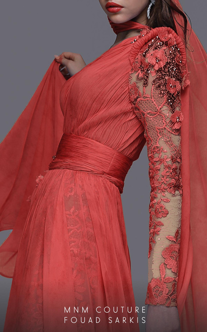 MNM Couture 2740 Chiffon Beaded Ruched One Sleeve Jumpsuit